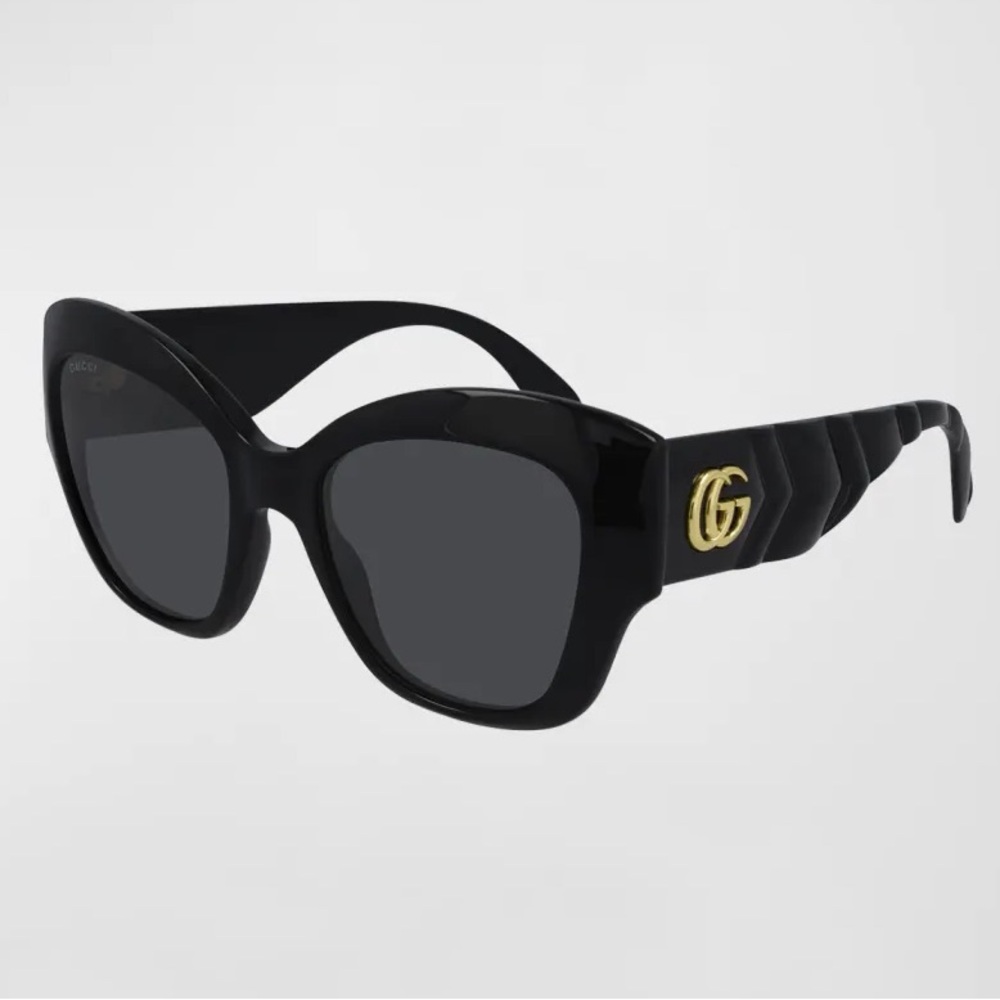 Gucci Butterfly Oversized Acetate Black GG Logo Sunglasses GG0808S